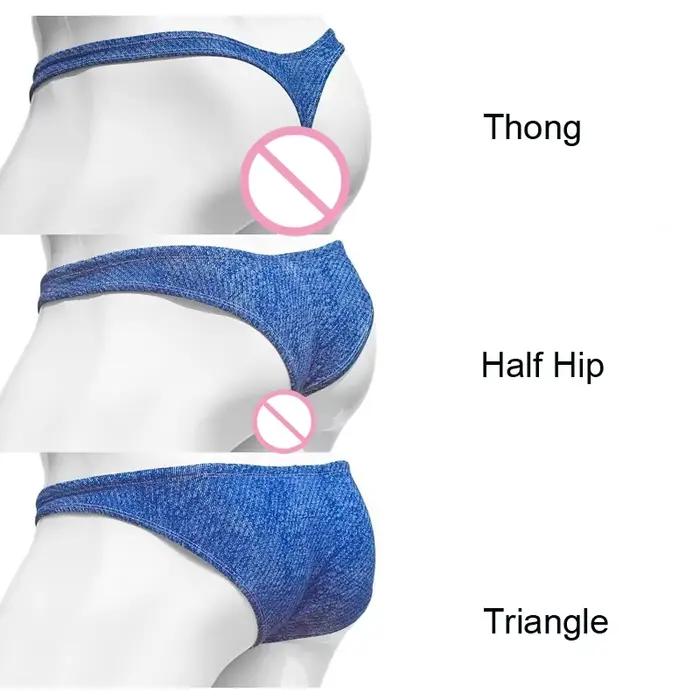 String de bain à motif Denim pour hommes, slip de Bikini avec cordon de serrage, sac de maillot de bain imprimé, maillot de bain de surf à séchage rapide,demi hanche bain homme,mini shorty de bain tai