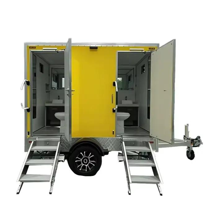 Remorque de toilettes mobiles VIP de luxe, salle de bain préfabriquée pour mariage, fête, concert, confort haut de gamme, ensemble complet, vente personnalisée