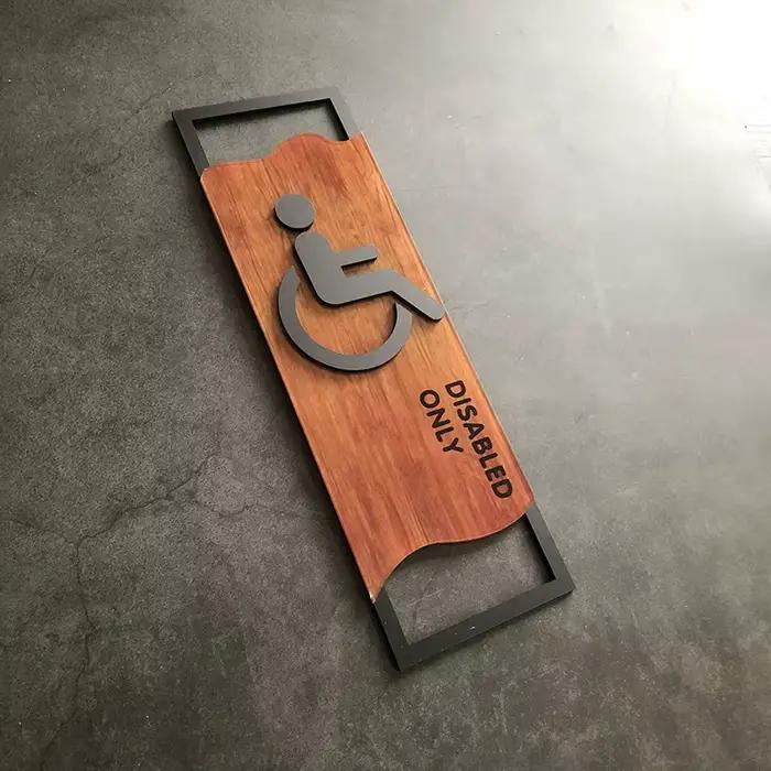Panneau de porte d'entrée en bois pour chambre à coucher, autocollant mural de WC, signalisation de toilettes, plaque d'adresse