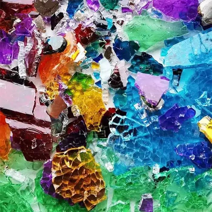 Bricolage vitrail créatif mosaïque 100g coloré glace fissure Fragments cristal mosaïque Art coloré verre Transparent particules 917