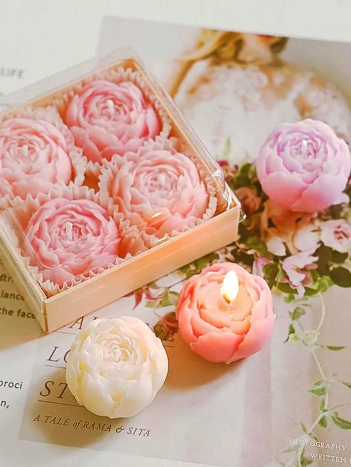 Coffret cadeau de bougies parfumées à la rose pivoine