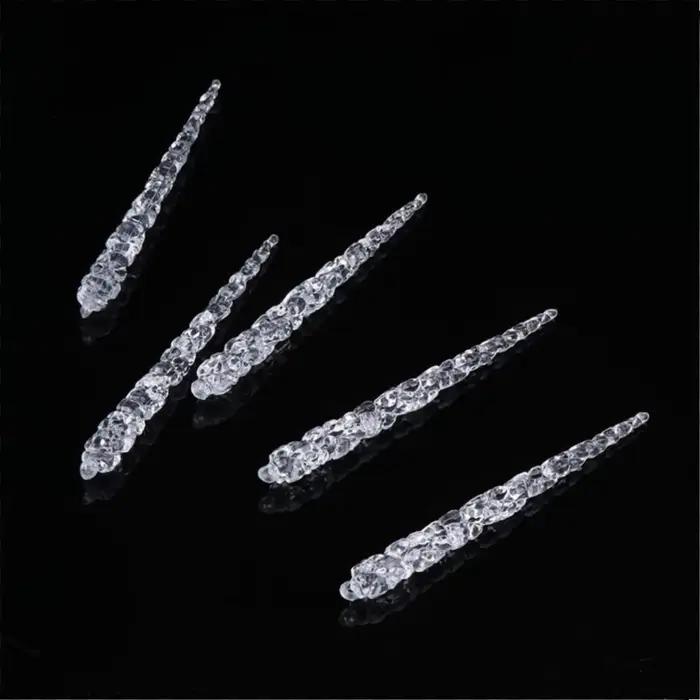Barres de glace de Simulation de cristal, fil acrylique, bords de glace transparents, faux glaçon pour arbre de noël, accessoires de décoration de charme, 12 pièces