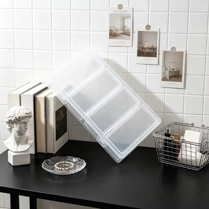 Une grande boîte + 4 petites boîtes de rangement pour bijoux, boîtes de rangement transparentes à compartiments individuels, avec de petites boîtes en plastique à l'intérieur