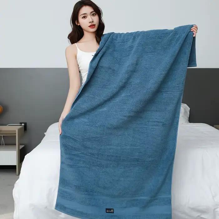 Serviette de bain de style hôtel 160 cm, en coton pur de haute densité, couleur unie, épaissie et surdimensionnée, très absorbante