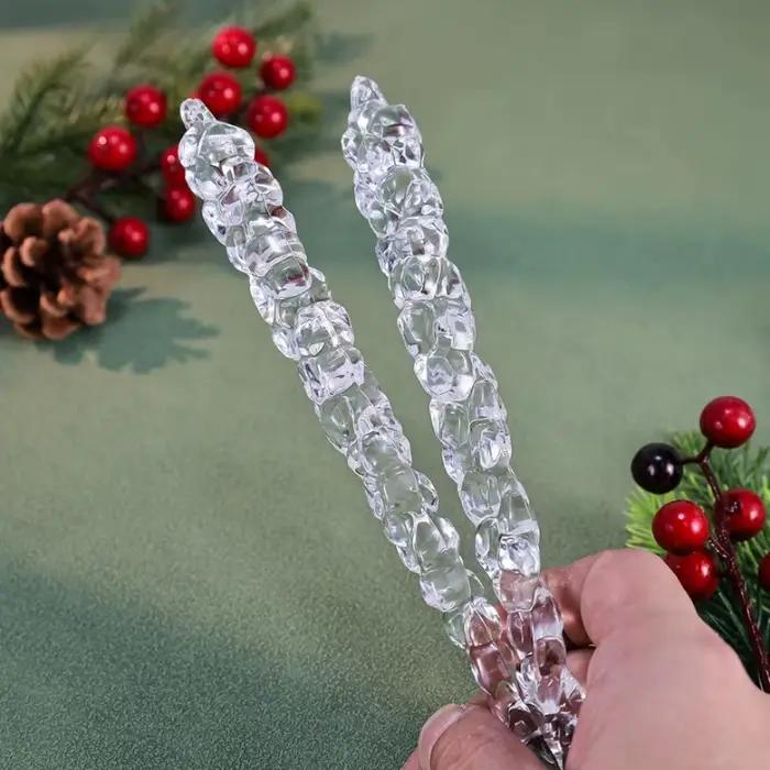 Barres de glace de Simulation de cristal, fil acrylique, bords de glace transparents, faux glaçon pour arbre de noël, accessoires de décoration de charme, 12 pièces