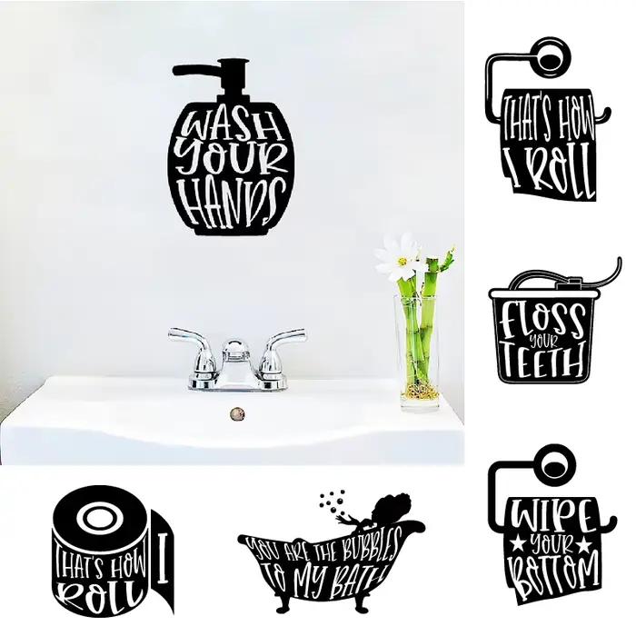 Autocollant mural en vinyle, citation de salle de bains, étiquette de toilette drôle, décor de salle de bains, se laver les mains, décoration murale de salle de bains