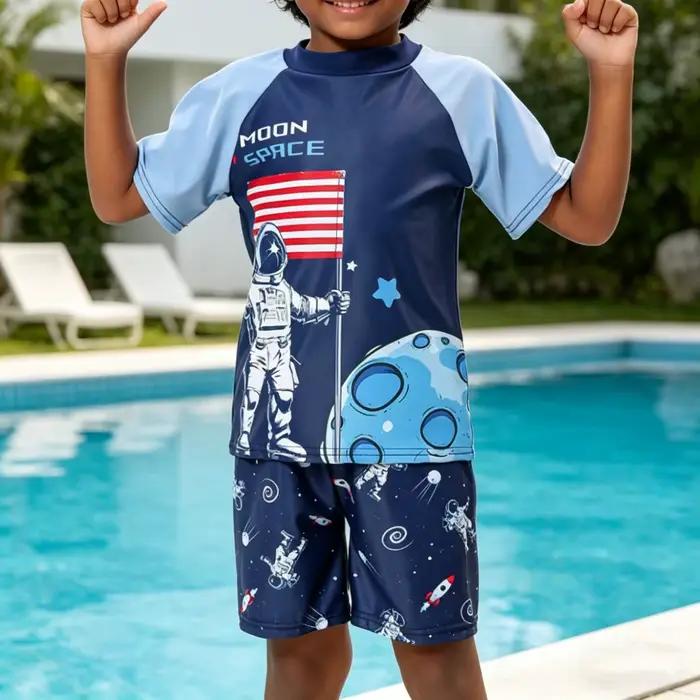 Maillots de bain pour garçons, enfants, tout-petits, de 3 à 4, 5, 6, 7, 8, 9, 10, 11, 12 ans, maillots de bain amusants pour garçons, 3 pièces, short, maillot de bain d'été, protection UV