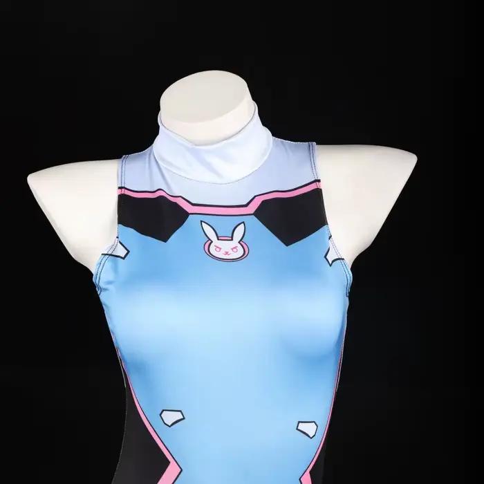 Maillot de bain cosplay D.Va imprimé, combinaison sexy une pièce pour femme, costume d'Halloween