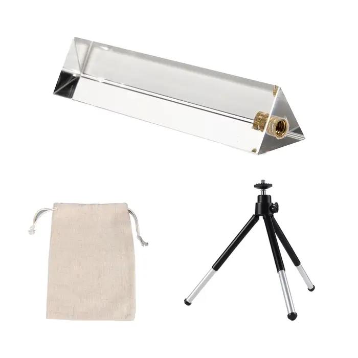 Prisme triangulaire pour photos, 30x30x130mm avec support, photographie en studio, prise de vue, effets arc-en-ciel, filtre, verre cristal pour photos