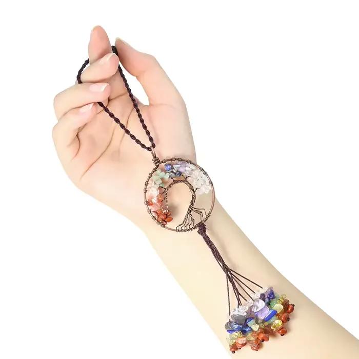 Pendentif arbre de vie en pierre Semi-précieuse en cristal naturel