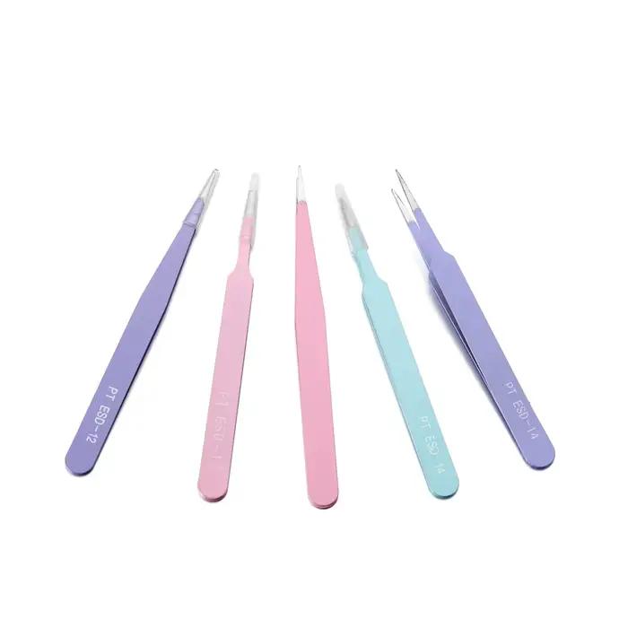 Pincettes en acier inoxydable, outils de fabrication de bijoux, bricolage, outils de moule en résine époxy, Kits de pincettes de couleur, accessoires de bijoux faits à la main