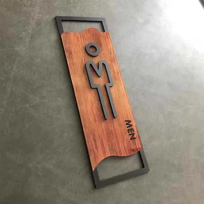 Panneau de porte d'entrée en bois pour chambre à coucher, autocollant mural de WC, signalisation de toilettes, plaque d'adresse