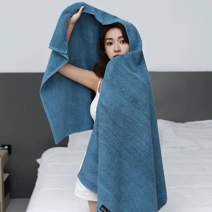 Serviette de bain de style hôtel 160 cm, en coton pur de haute densité, couleur unie, épaissie et surdimensionnée, très absorbante