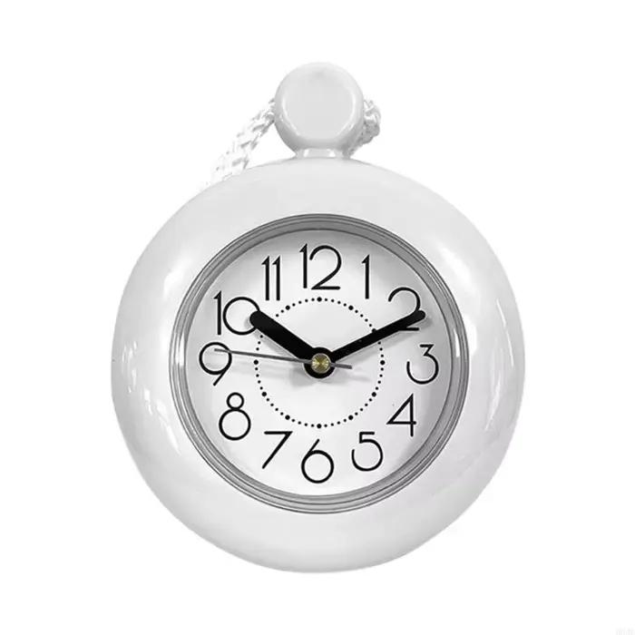 Horloge murale salle bain, horloge analogique ronde suspendue avec conception étanche, mécanisme à faible bruit, boîtier