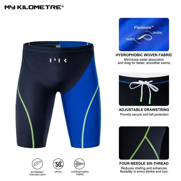 Maillot de bain professionnel pour hommes, résistant au chlore, séchage rapide, long, pour la compétition et l'entraînement MY KILOMETRE