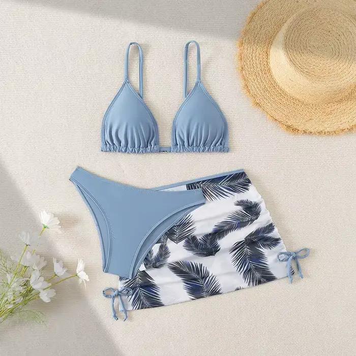 Maillot de bain trois pièces pour enfants, imprimé, pour filles, protection UV, confort et plaisir