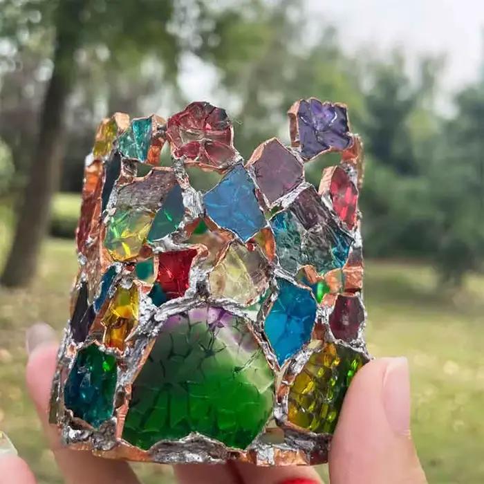 Bricolage vitrail créatif mosaïque 100g coloré glace fissure Fragments cristal mosaïque Art coloré verre Transparent particules 917