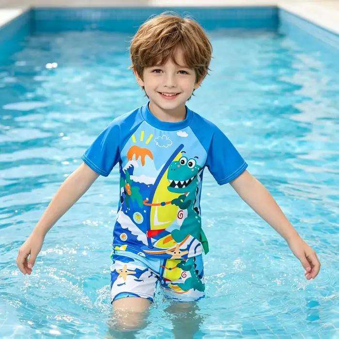 Maillots de bain pour garçons, enfants, tout-petits, de 3 à 4, 5, 6, 7, 8, 9, 10, 11, 12 ans, maillots de bain amusants pour garçons, 3 pièces, short, maillot de bain d'été, protection UV