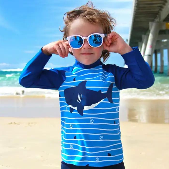 2025 garçons maillot de bain deux pièces ensemble 3 à 4 5 6 7 8 9 10 11 12 ans enfant en bas âge requin imprimé Infantil à manches longues enfants maillots de bain