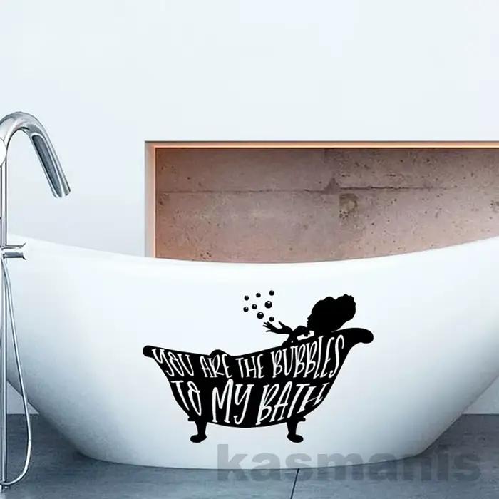Autocollant mural en vinyle, citation de salle de bains, étiquette de toilette drôle, décor de salle de bains, se laver les mains, décoration murale de salle de bains