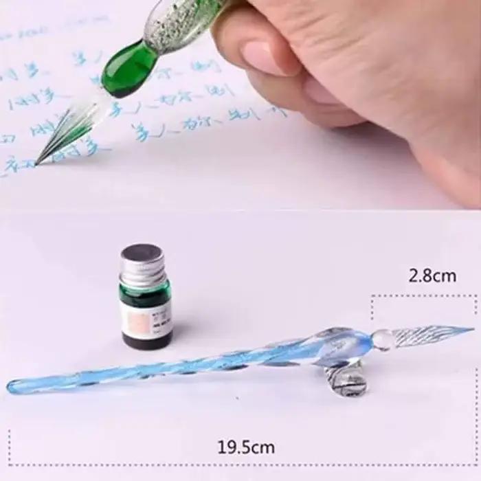Stylo à tremper en verre de cristal, coffret cadeau, poudre d'or colorée, ensemble de stylos de Signature, papeterie créative, cadeaux pour amis, camarades de classe
