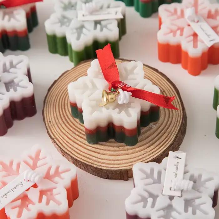 Bougies d'aromathérapie flocon de neige de noël faites à la main