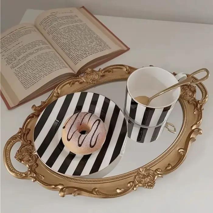 Miroir mural décoratif de forme ovale, matériau en verre, plateau de rangement de bijoux Vintage français, plaque de miroir, plateau de service de taille de bureau