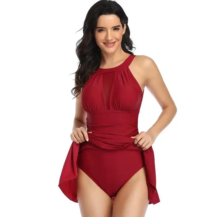 Grande taille une pièce maillot de bain femmes 2026 grand maillots de bain avec jupe une pièce maillot de bain Monokini Vintage femmes maillot de bain bain
