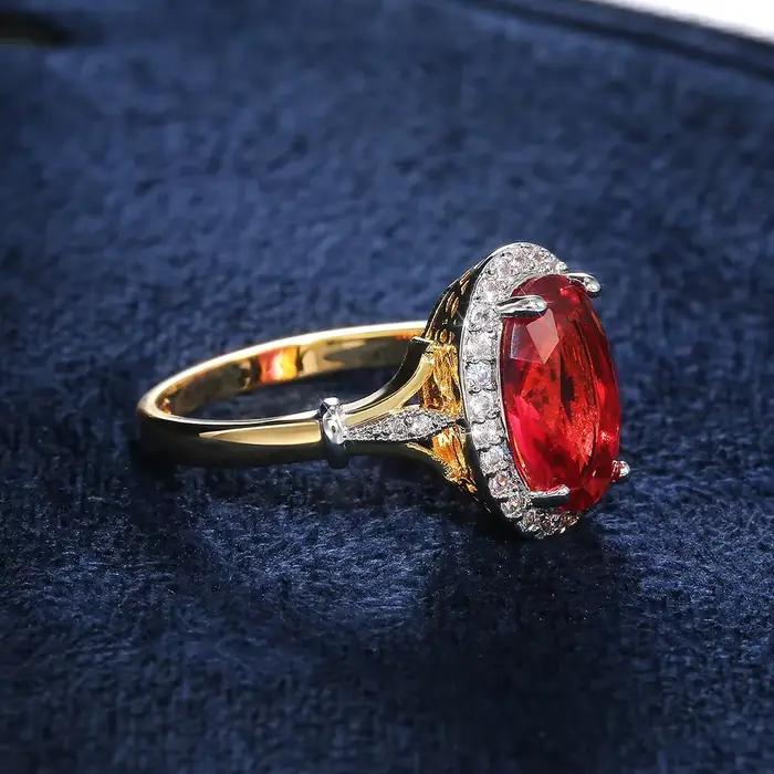 Bagues de luxe en zircone cubique rouge Rose pour femmes, couleur or, bijoux de luxe pour dames, pour fête, meilleur cadeau pour mère, bagues brillantes