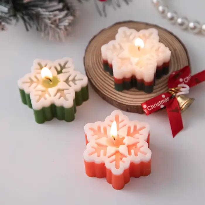 Bougies d'aromathérapie flocon de neige de noël faites à la main