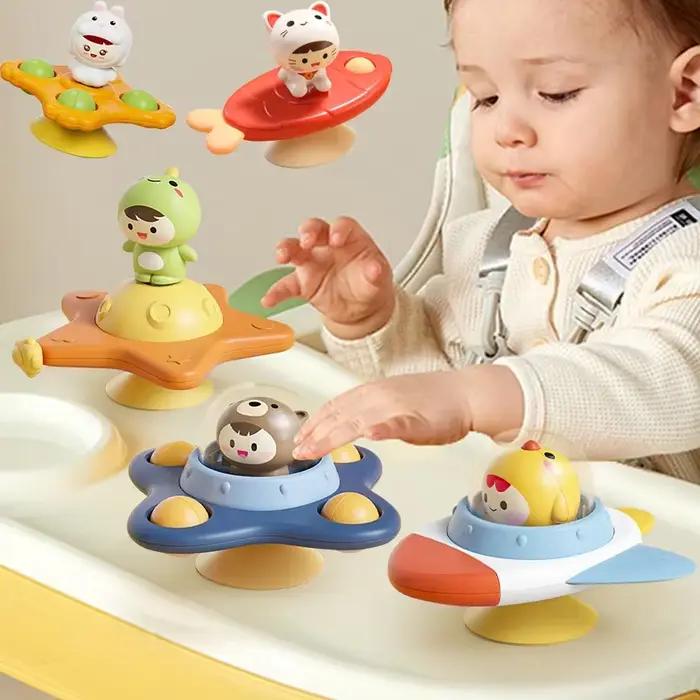 Bébé Montessoris Spin Cup Top jouets de bain Spinner aspiration sensorielle bain ventouse jouet hochets rotatif début éducatif Fidget jouet