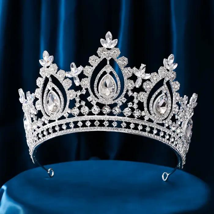 Couronne de mariage de luxe reine royale pour femmes, couleurs argentées, diadèmes de Banquet en cristal, Costume de fête, accessoires bijoux pour cheveux