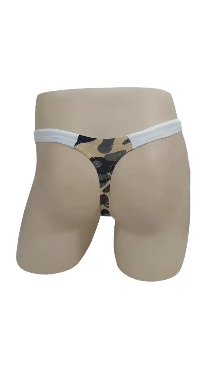 Maillot de bain string pour homme BOYTHOR avec bords étroits, design à cordon de serrage à séchage rapide, motif camouflage
