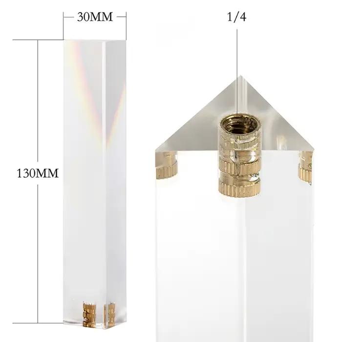 Prisme triangulaire pour photos, 30x30x130mm avec support, photographie en studio, prise de vue, effets arc-en-ciel, filtre, verre cristal pour photos