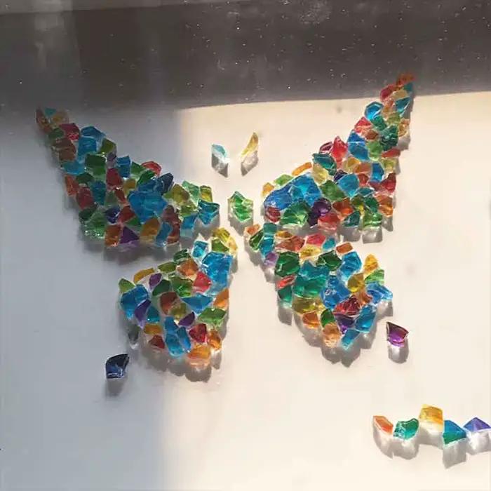 Bricolage vitrail créatif mosaïque 100g coloré glace fissure Fragments cristal mosaïque Art coloré verre Transparent particules 917