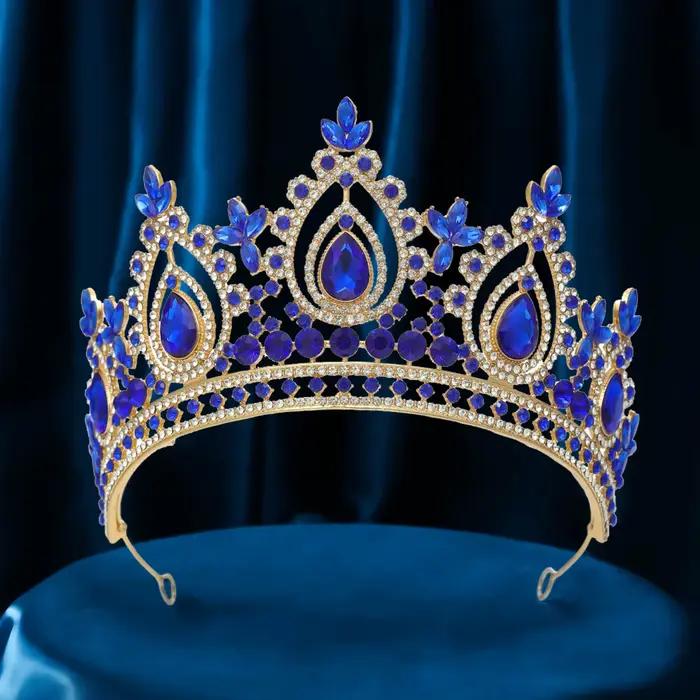 Couronne de mariage de luxe reine royale pour femmes, couleurs argentées, diadèmes de Banquet en cristal, Costume de fête, accessoires bijoux pour cheveux