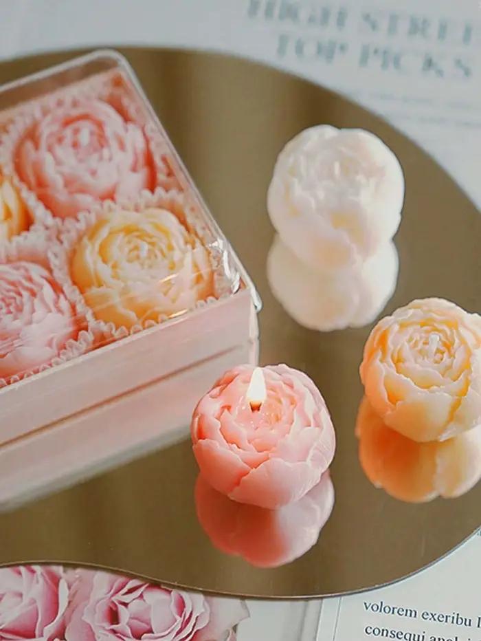 Coffret cadeau de bougies parfumées à la rose pivoine