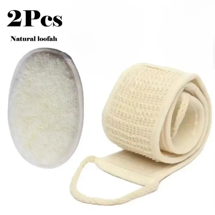 Loofah naturel longue dos serviette frottant brosse de bain doux corps gommage éponges de douche exfoliant masseur