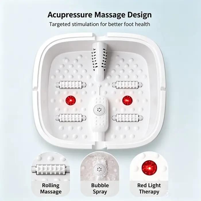 Bain de pieds électrique pliable chauffant avec thérapie par lumière rouge