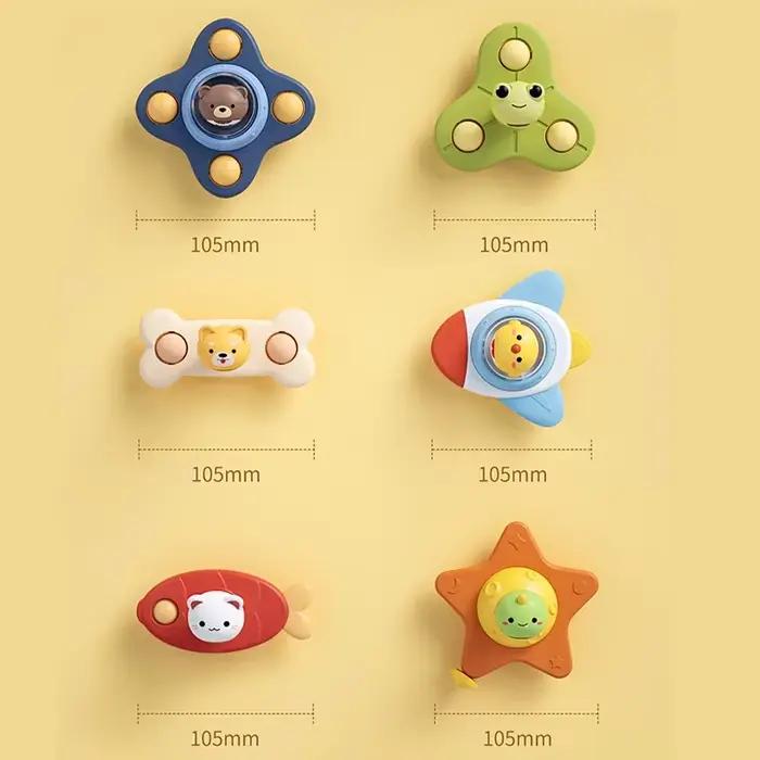Bébé Montessoris Spin Cup Top jouets de bain Spinner aspiration sensorielle bain ventouse jouet hochets rotatif début éducatif Fidget jouet