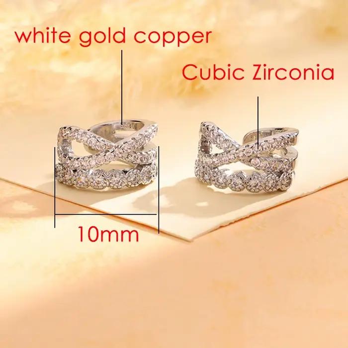 Boucle d'oreille sans Piercing, 1 pièce, nouveau Style Kpop, couleur argent, Micro incrusté de Zircon, Clip d'oreille croisé, bijoux de Cartilage