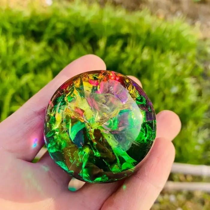 Sphère de fissure de glace, boule de cristal en verre colorée, sphère énergétique, cadeau de vacances, décoration de la maison