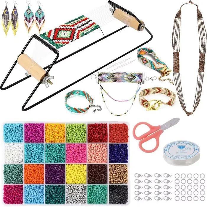 Kit de métier à tisser de perles pour bricolage, pour bijoux, Bracelets, boucles d'oreilles, colliers, fabrication de métier à tisser de perles faits à la main, Machine à tricoter, outil artisanal