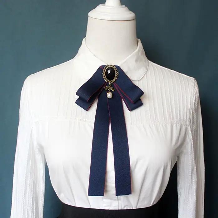 Magnifique collier de perles pour filles, bijoux fantaisie, broche cravate, nœud papillon