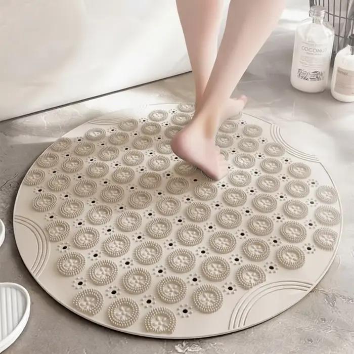 Tapis de douche rond antidérapant 55x55cm, Surface texturée, tapis de bain antidérapant avec trou de vidange, tapis de Massage pour stand de douche