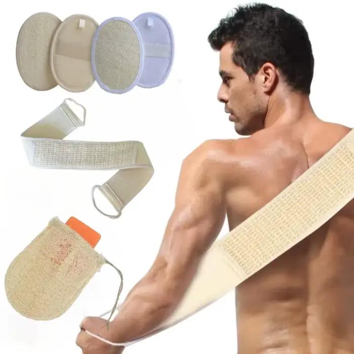 Loofah naturel longue dos serviette frottant brosse de bain doux corps gommage éponges de douche exfoliant masseur