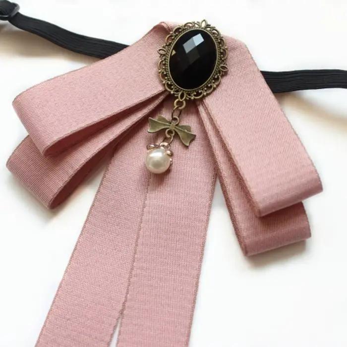 Magnifique collier de perles pour filles, bijoux fantaisie, broche cravate, nœud papillon