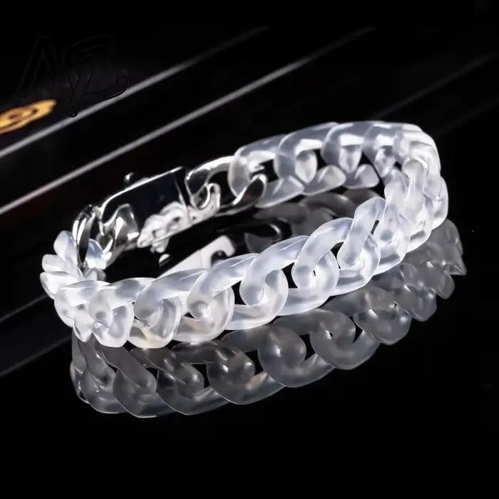 Bracelet et collier chaîne cubaine en onyx et jadéite