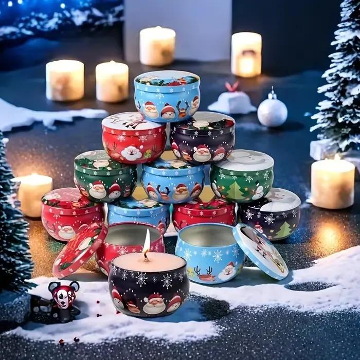Pots de bougies de noël festifs, 10 pièces, boîtes en fer blanc en métal, 2.2oz, parfaits pour la fabrication de bougies, les décorations, les fêtes et les pots cadeaux