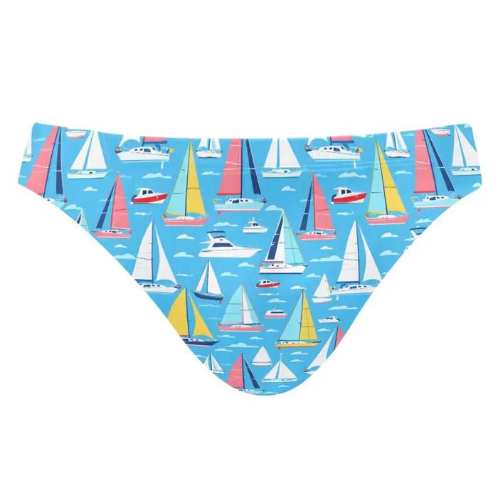 Slip de bain de marque pour hommes, taille basse, imprimé voile, maillots de bain, avec coussinet push-up, short Sexy, boxer, été